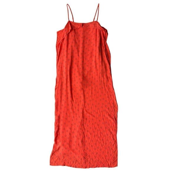 Urban Outfitters Orange Linen Ooh La La Side Slit Romper Maxi Dress Size S - Picture 6 of 11
